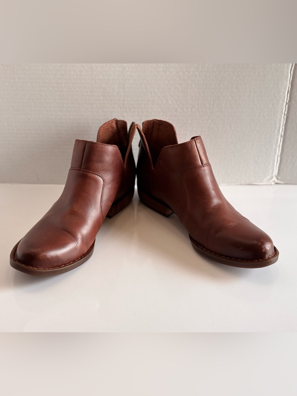 Born Kerri Ankle Booties Women's Sz 10M Brown Leather Comfort Back Zip Round Toe - Picture 10 of 15